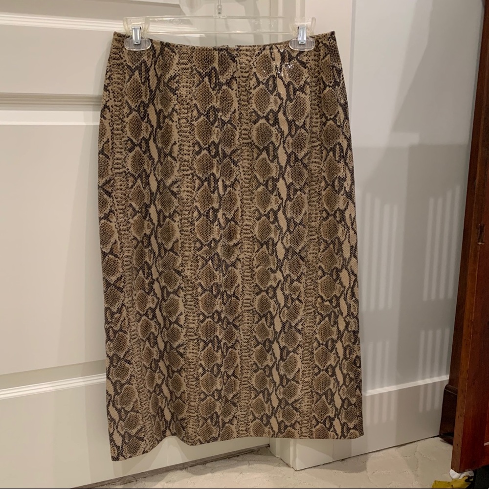 Vakko New York Leather snake print skirt 6
